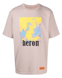 T-shirt à col rond imprimé rose Heron Preston