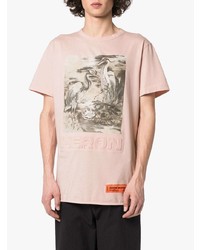 T-shirt à col rond imprimé rose Heron Preston