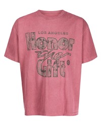 T-shirt à col rond imprimé rose HONOR THE GIFT