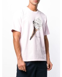 T-shirt à col rond imprimé rose Undercover