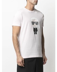 T-shirt à col rond imprimé rose Karl Lagerfeld