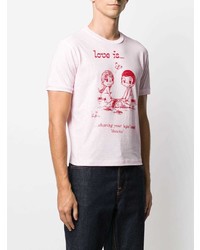 T-shirt à col rond imprimé rose DSQUARED2