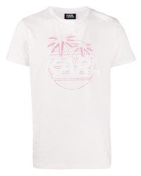 T-shirt à col rond imprimé rose Karl Lagerfeld