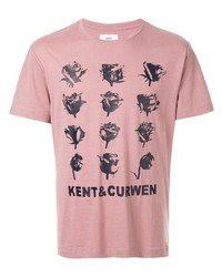 T-shirt à col rond imprimé rose Kent & Curwen