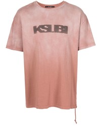 T-shirt à col rond imprimé rose Ksubi