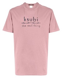 T-shirt à col rond imprimé rose Ksubi