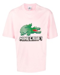 T-shirt à col rond imprimé rose Lacoste