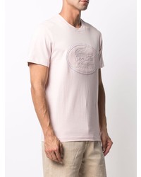 T-shirt à col rond imprimé rose Lacoste