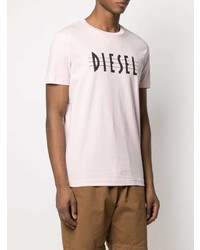 T-shirt à col rond imprimé rose Diesel