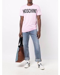 T-shirt à col rond imprimé rose Moschino