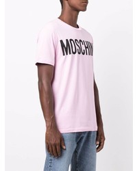 T-shirt à col rond imprimé rose Moschino