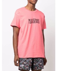 T-shirt à col rond imprimé rose Pleasures