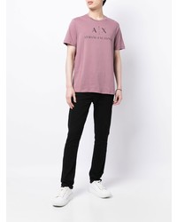 T-shirt à col rond imprimé rose Armani Exchange