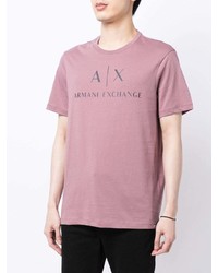 T-shirt à col rond imprimé rose Armani Exchange