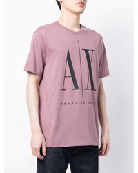 T-shirt à col rond imprimé rose Armani Exchange