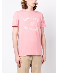 T-shirt à col rond imprimé rose Cédric Charlier