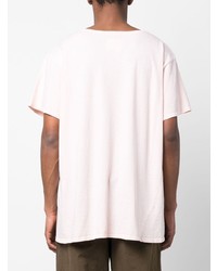T-shirt à col rond imprimé rose Greg Lauren