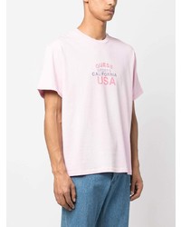 T-shirt à col rond imprimé rose GUESS USA