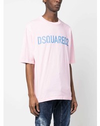 T-shirt à col rond imprimé rose DSQUARED2