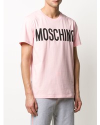 T-shirt à col rond imprimé rose Moschino