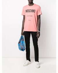 T-shirt à col rond imprimé rose Moschino