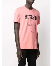 T-shirt à col rond imprimé rose Moschino