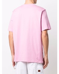 T-shirt à col rond imprimé rose MSGM