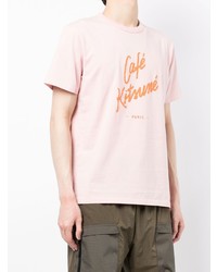 T-shirt à col rond imprimé rose MAISON KITSUNÉ