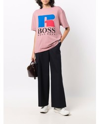 T-shirt à col rond imprimé rose BOSS HUGO BOSS