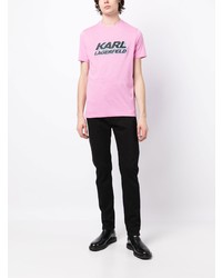 T-shirt à col rond imprimé rose Karl Lagerfeld