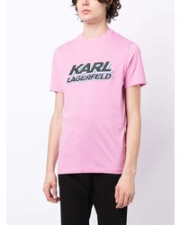 T-shirt à col rond imprimé rose Karl Lagerfeld