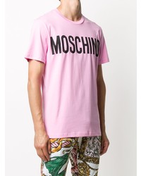 T-shirt à col rond imprimé rose Moschino