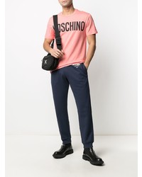 T-shirt à col rond imprimé rose Moschino