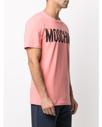 T-shirt à col rond imprimé rose Moschino