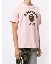 T-shirt à col rond imprimé rose A Bathing Ape