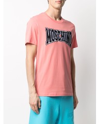 T-shirt à col rond imprimé rose Moschino