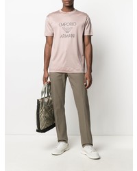 T-shirt à col rond imprimé rose Emporio Armani