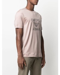 T-shirt à col rond imprimé rose Emporio Armani