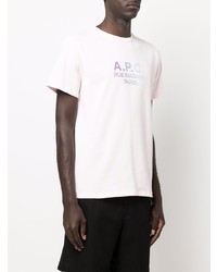 T-shirt à col rond imprimé rose A.P.C.