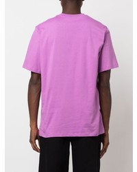 T-shirt à col rond imprimé rose MSGM