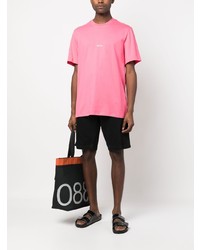 T-shirt à col rond imprimé rose MSGM