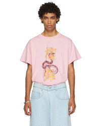 T-shirt à col rond imprimé rose LU'U DAN