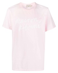 T-shirt à col rond imprimé rose MAISON KITSUNÉ