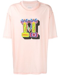 T-shirt à col rond imprimé rose Maison Margiela