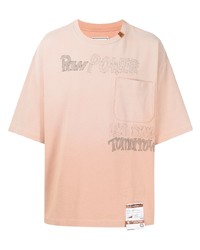 T-shirt à col rond imprimé rose Maison Mihara Yasuhiro