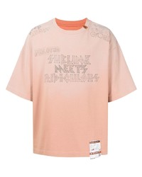 T-shirt à col rond imprimé rose Maison Mihara Yasuhiro