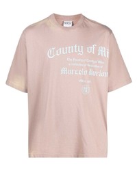 T-shirt à col rond imprimé rose Marcelo Burlon County of Milan