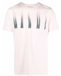 T-shirt à col rond imprimé rose Marni