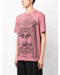 T-shirt à col rond imprimé rose Versace