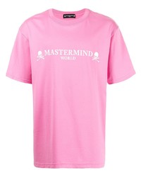 T-shirt à col rond imprimé rose Mastermind World